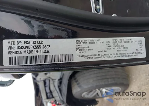 2025 Jeep Wagoneer Carbide 4X4 из США, поврежденный, VIN 1C4SJVBPXSS510392